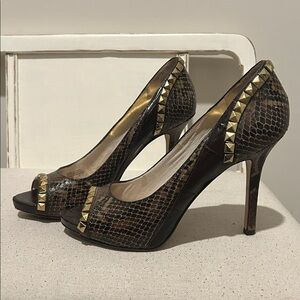 Michael Kors Brown and Gold Studded Heels